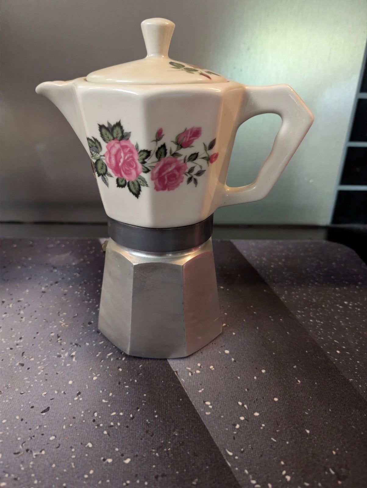 Vintage Flory Express Moka Pot - Made in Italy, Espresso apparaat, Gemalen koffie, Ophalen of Verzenden, Zo goed als nieuw