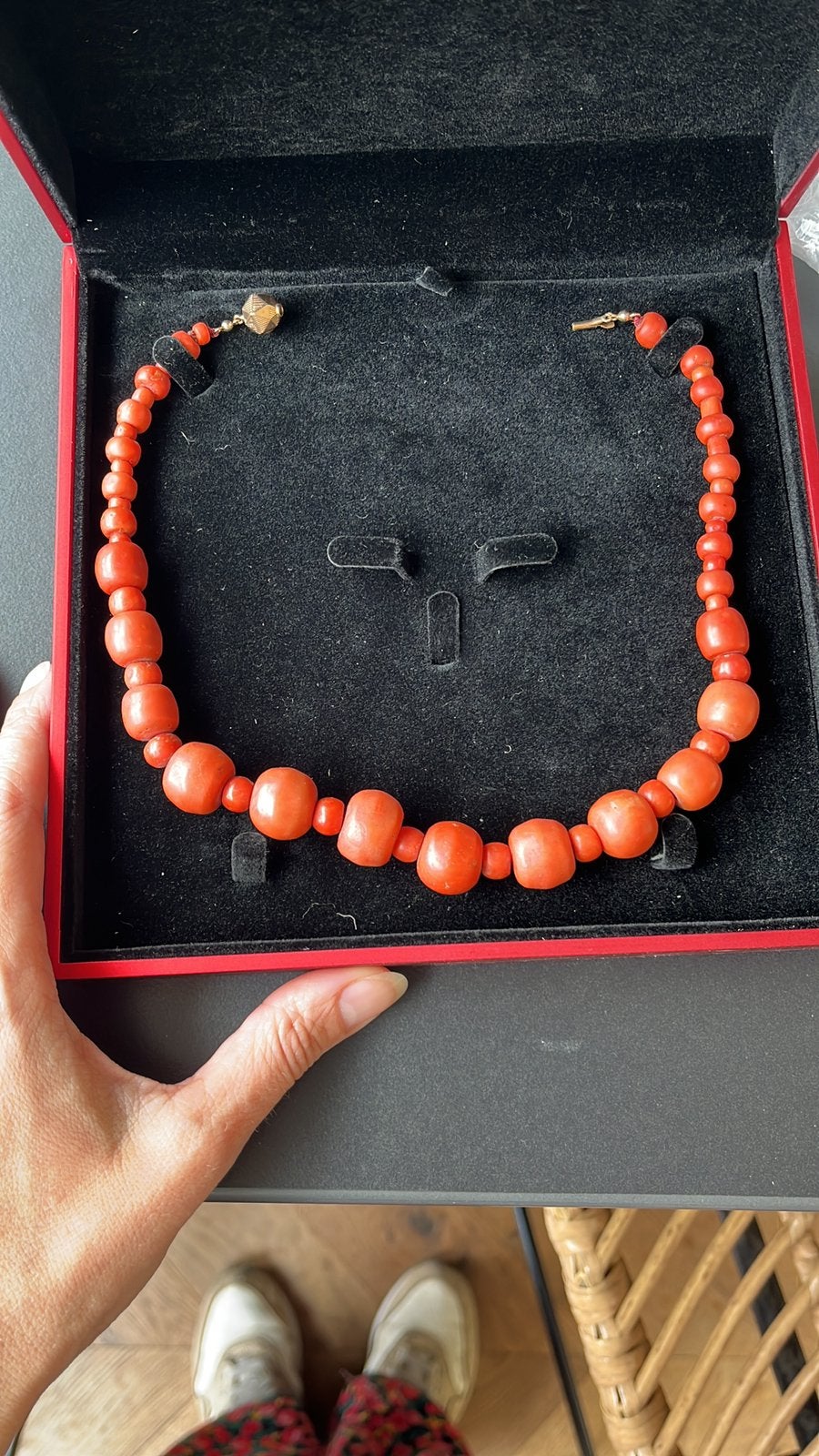 Ketting bloedkoraal 14K gouden sluiting, Sieraden, Tassen en Uiterlijk, Kettingen, Ophalen of Verzenden, Zo goed als nieuw, Rood