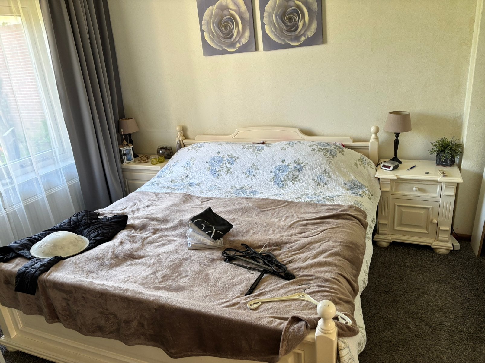 Complete slaapkamer., Huis en Inrichting, Slaapkamer | Bedden, Ophalen, Gebruikt, Wit, Tweepersoons