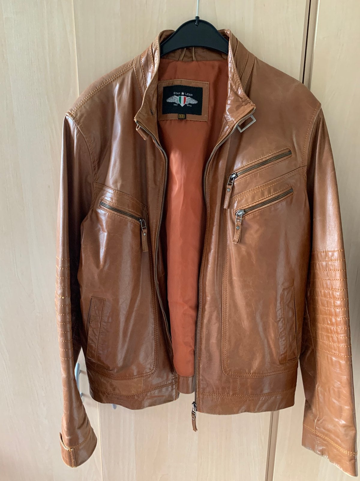 Leren jas maat l, Kleding | Heren, Jassen | Winter, Ophalen, Zo goed als nieuw, Bruin