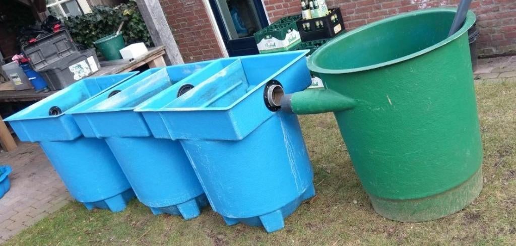 3 filterbakken + toebehoren (Japanse matten, K1, borstels), Tuin en Terras, Vijver-toebehoren, Ophalen, Gebruikt, Vijverfilter