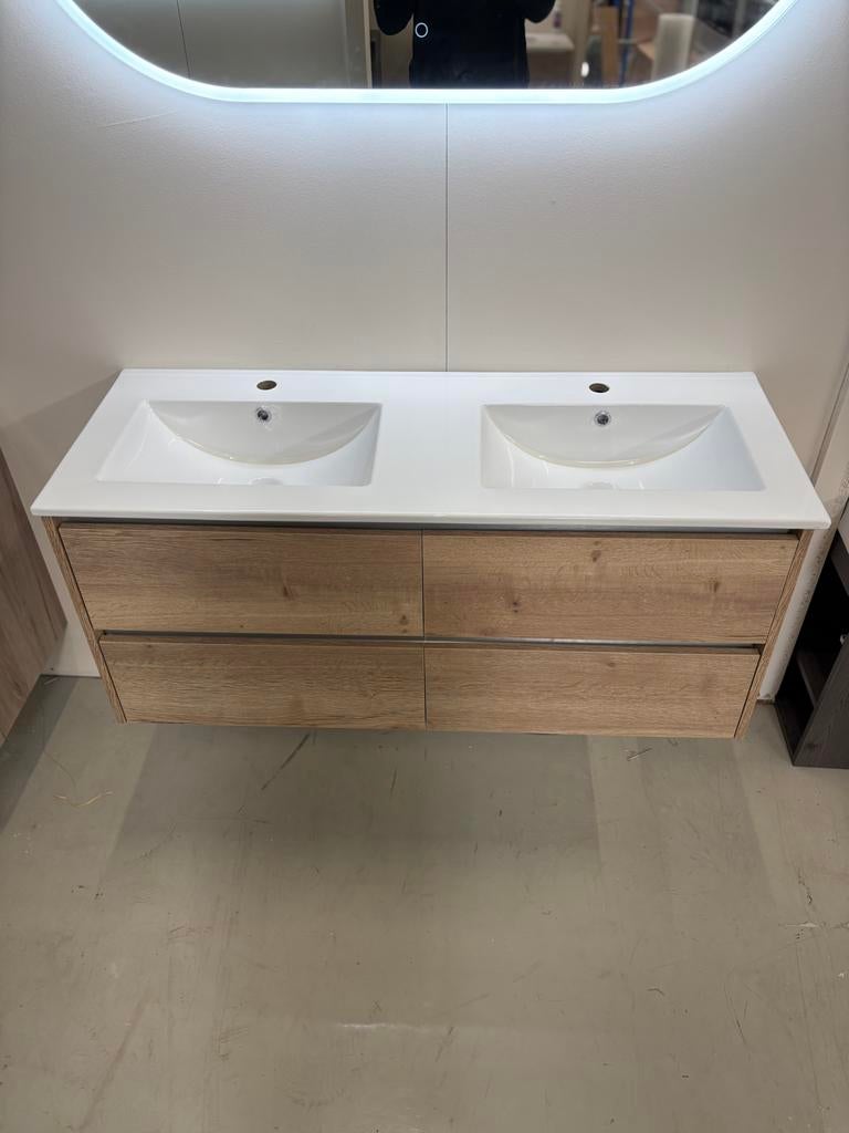Badkamermeubel 120 cm – Grijs eiken – Keramische wastafel, 100 tot 150 cm, Wltradingnl@outlook.com, Ophalen of Verzenden, Zo goed als nieuw