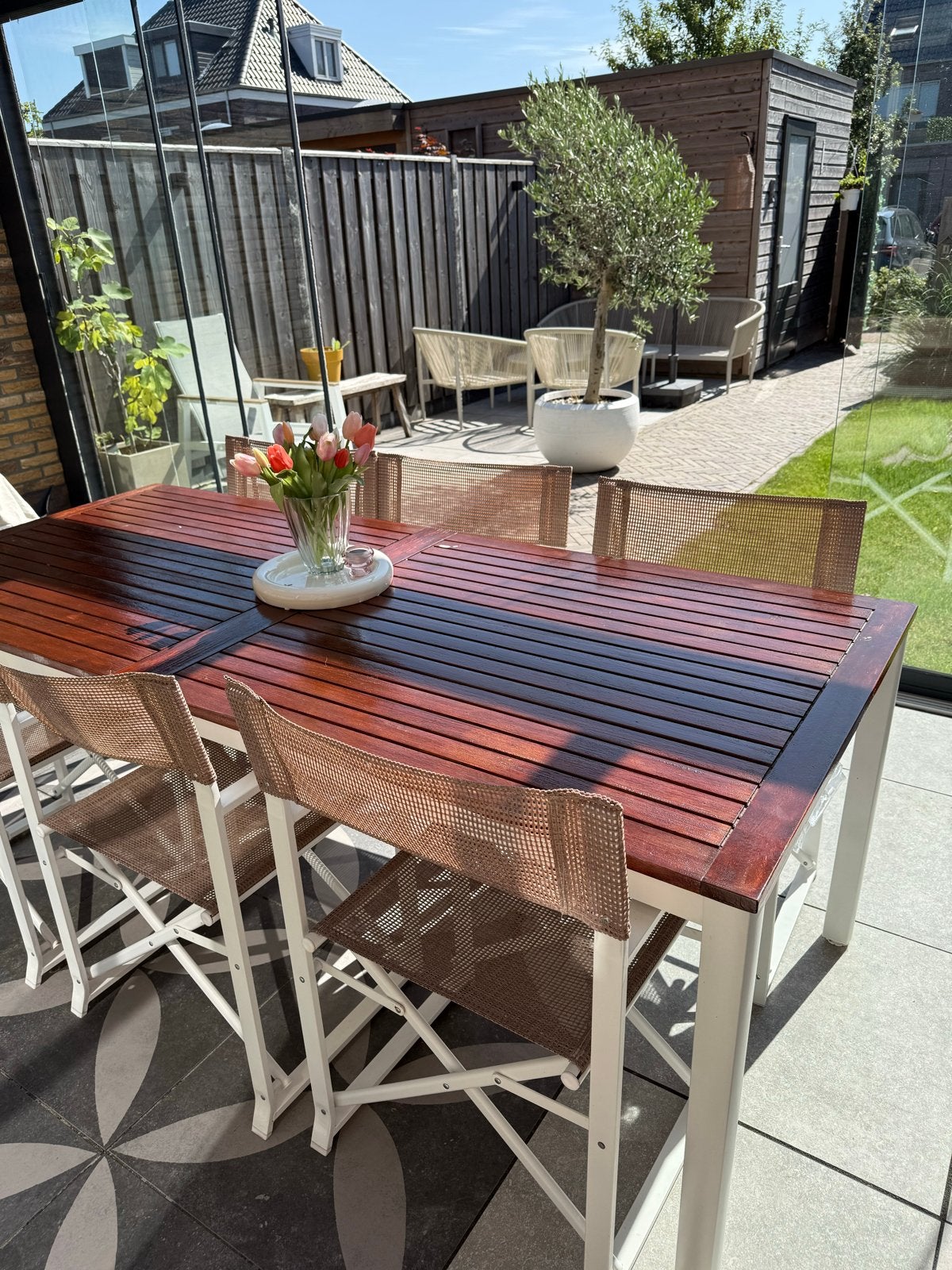 Tuintafel eettafel voor 6/8 personen., Ophalen, Gebruikt, Rechthoekig, Hout
