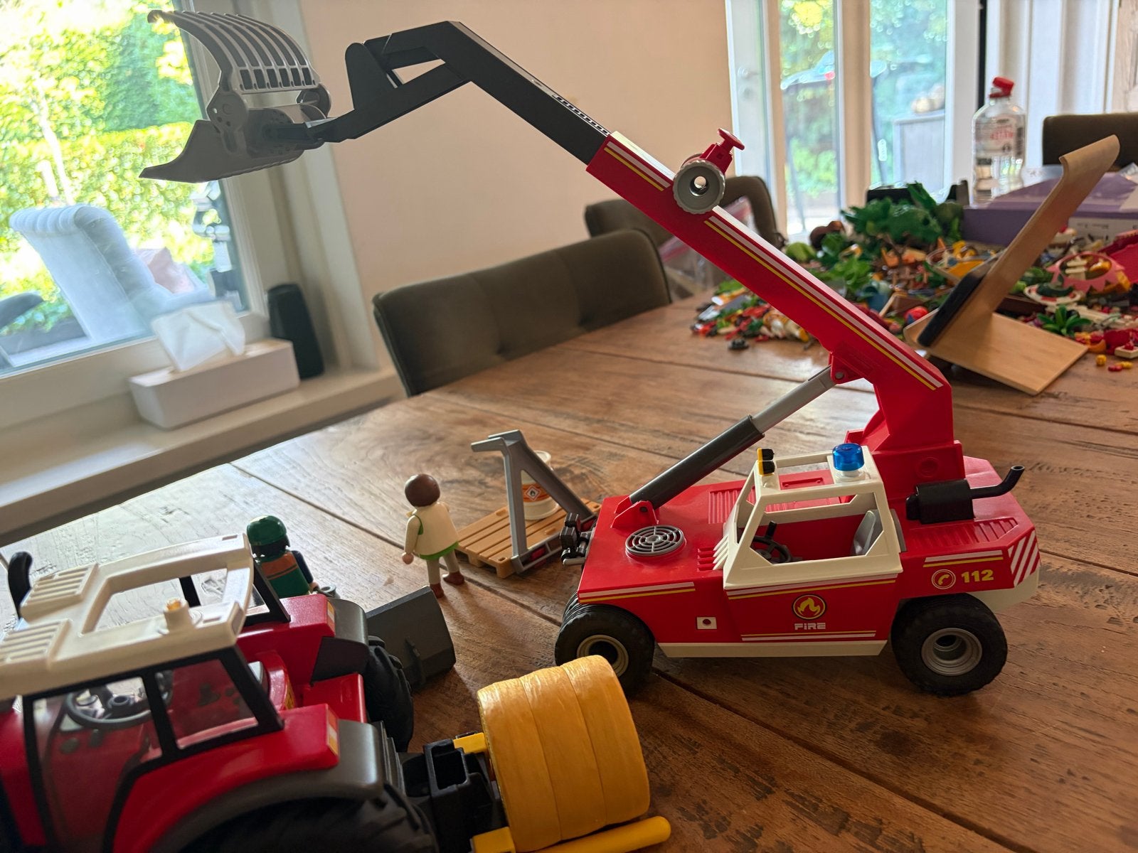 Playmobil boerderij set met tractor en een fire lift truck, Ophalen, Gebruikt, Jongen of Meisje