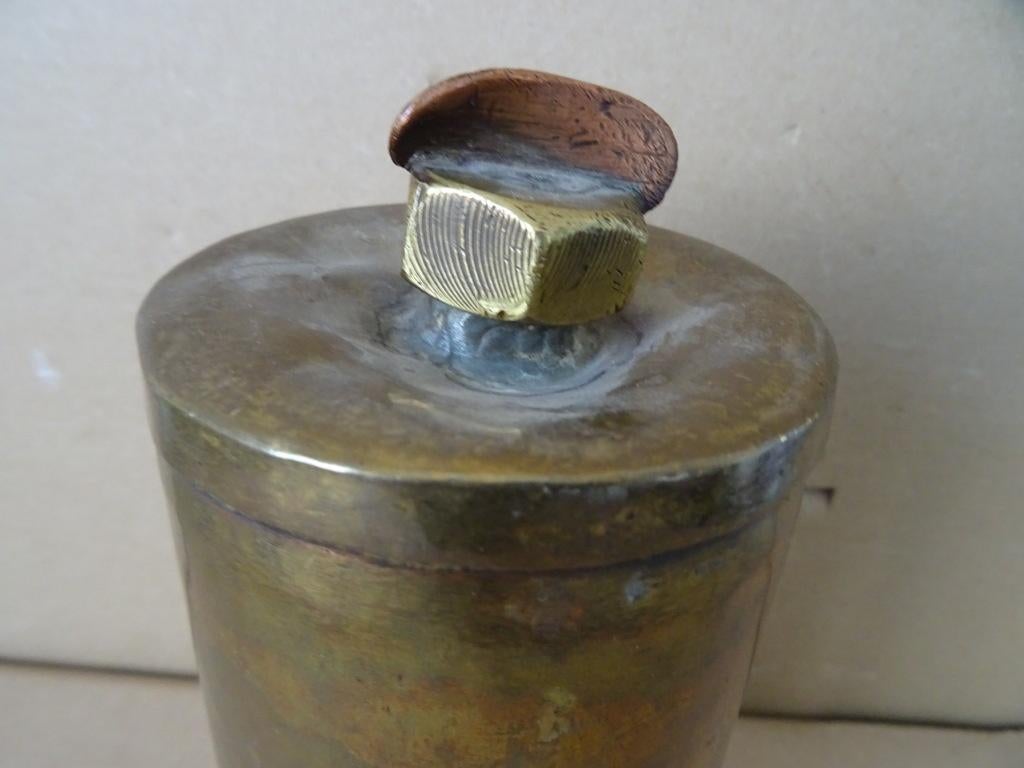 Koperen kruik warmwaterkruik bedkruik van granaathuls 25cm, Antiek en Kunst, Ophalen of Verzenden