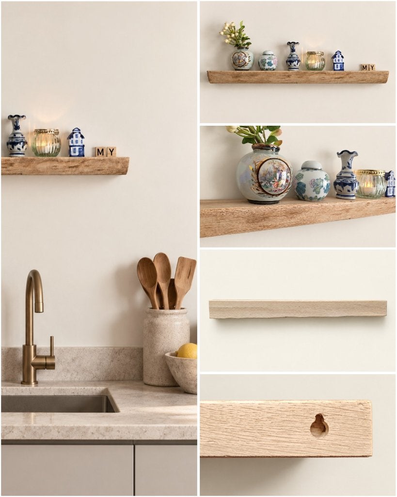 Wandplank eikenhout zwevend decoratief schap 60,5cm #315, Houtatelier M.Y., Info@myhoutatelier.nl, Nieuw, Ophalen of Verzenden