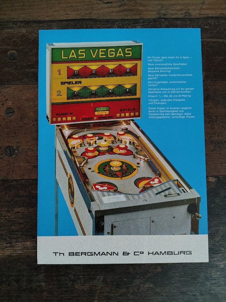 Flyer: Flipperkast Bergmann Las Vegas (1972), Verzamelen, Automaten | Flipperkasten, Verzenden, Gebruikt, Elektronisch, Flipperkast