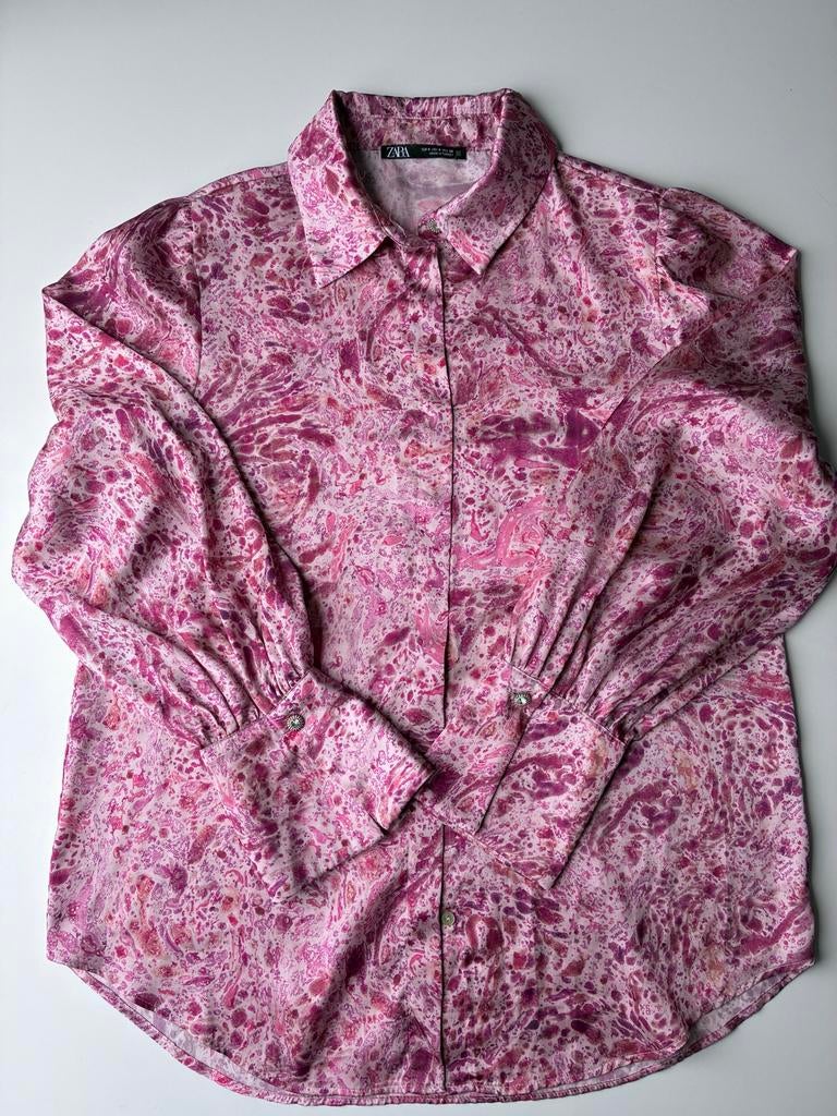 Zara blouse met print, Ophalen of Verzenden, Gedragen, Maat 36 (S), Roze