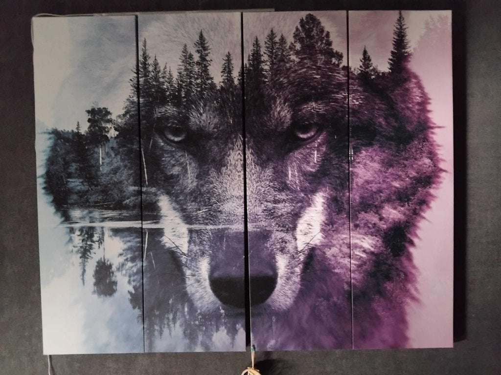 canvas poster 4-luik wolf, Ophalen, Zo goed als nieuw, 100 tot 125 cm, Print