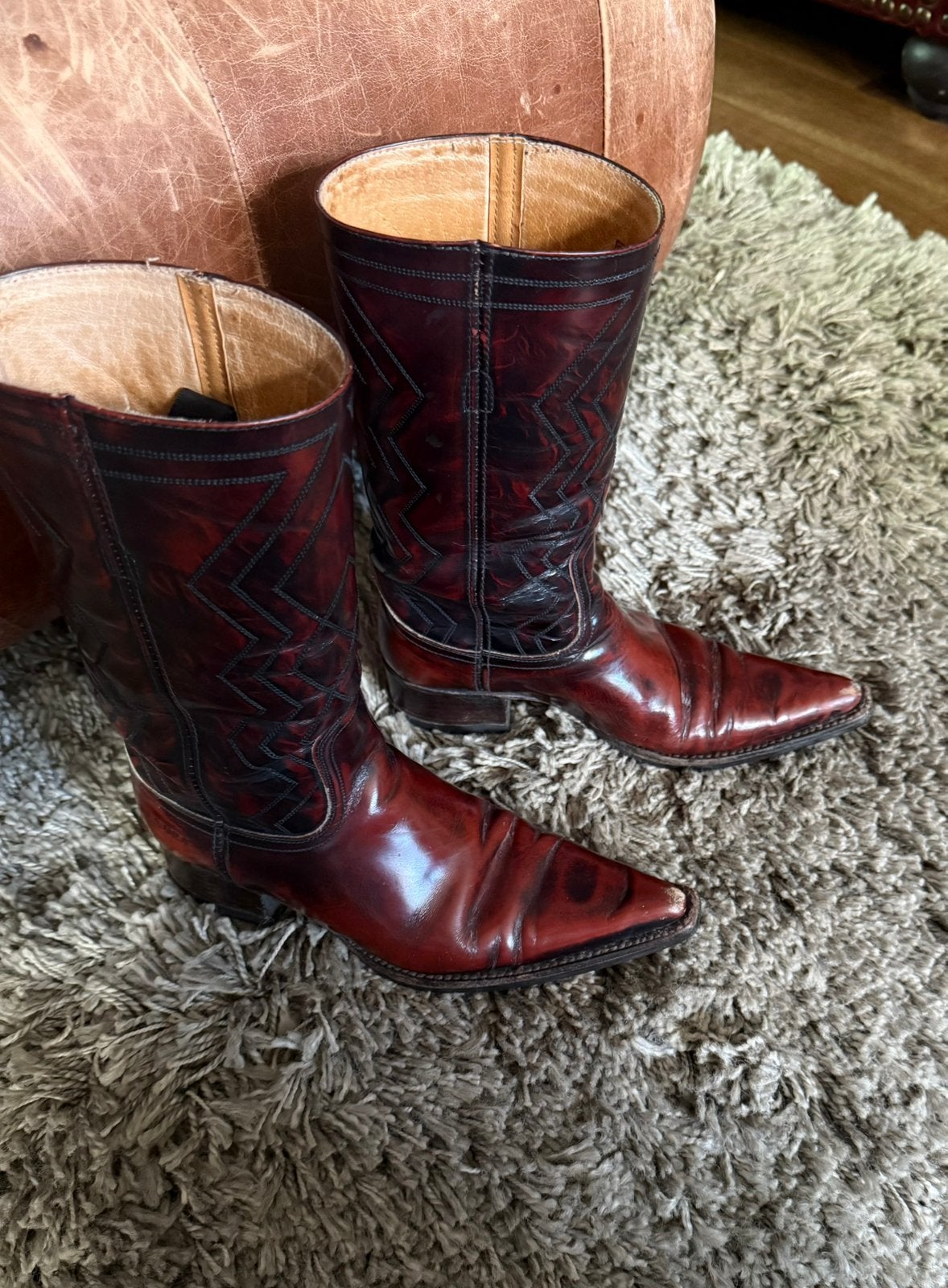 Sendra leren Western Cowboylaarzen mt 37 Bordeaux rood, Ophalen, Hoge laarzen, Zo goed als nieuw, Rood