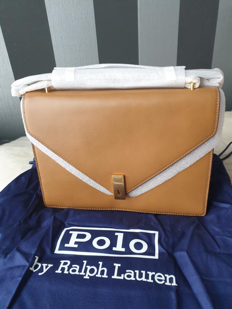 Ralph Lauren bruin leren envelope tas, Verzenden, Nieuw, Bruin, Schoudertasje