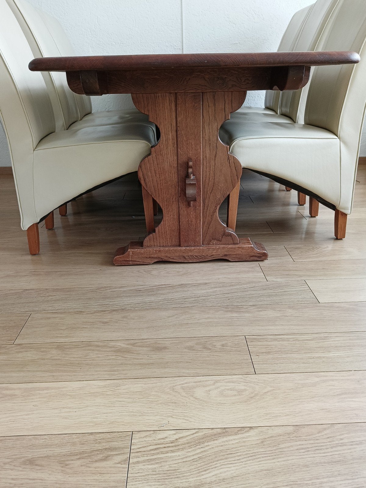eettafel met stoelen (ook los te koop), Ophalen, Gebruikt, 100 tot 150 cm, Klassiek, Robuust