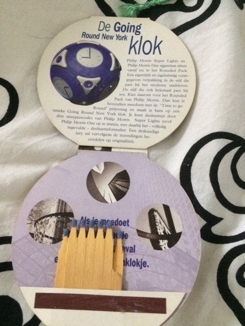 reclame time tot go round Newyork klok lucifers, Verzamelen, Ophalen of Verzenden, Gebruikt, Overige typen