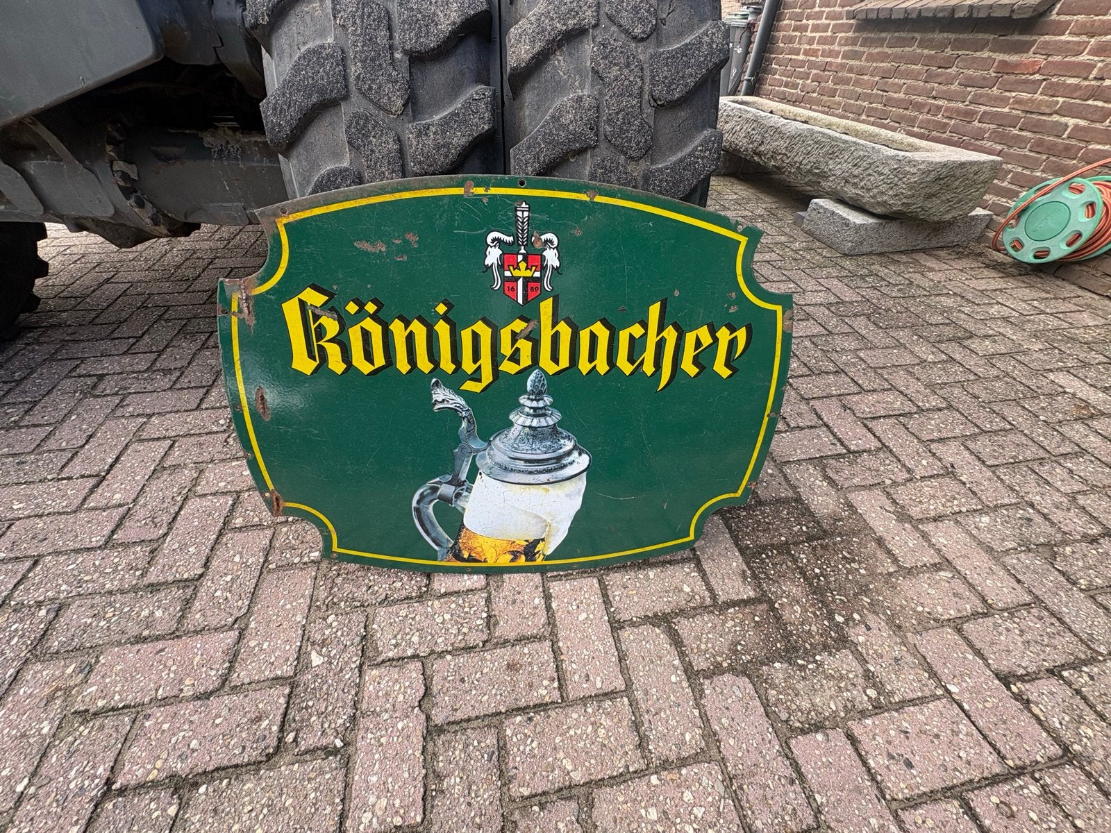 Vintage Königsbacher Emaille Reclamebord, Ophalen