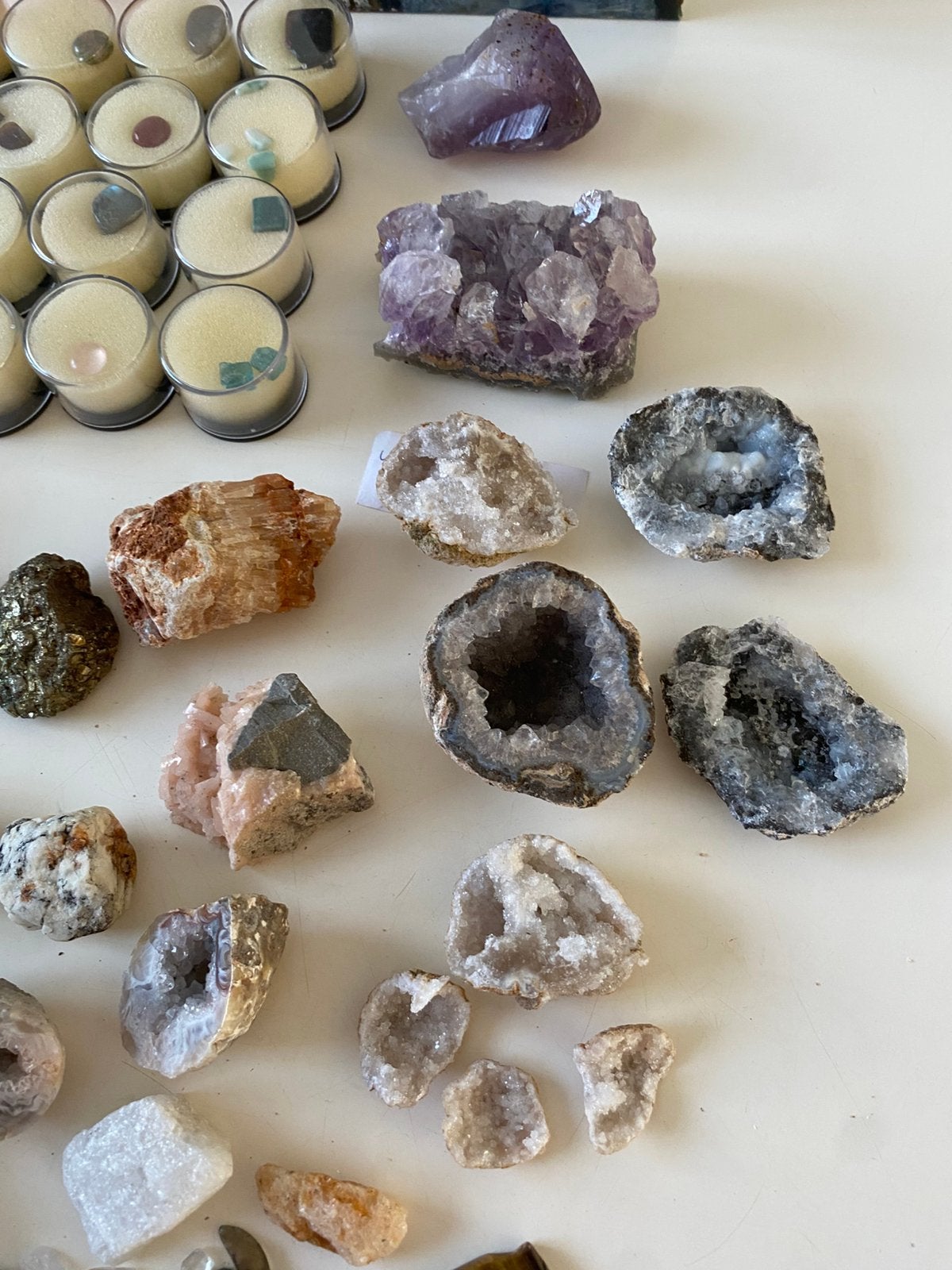 Mooie Collectie edelstenen, mineralen  glazen, Ophalen of Verzenden
