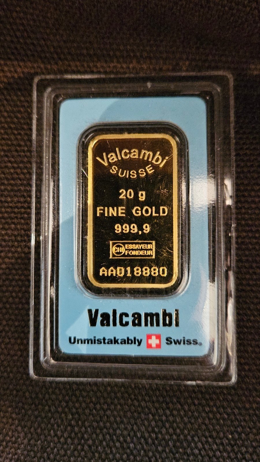 Vintagw goudbaar valcambi swiss, Postzegels en Munten, Edelmetalen en Baren, Ophalen of Verzenden, Goud