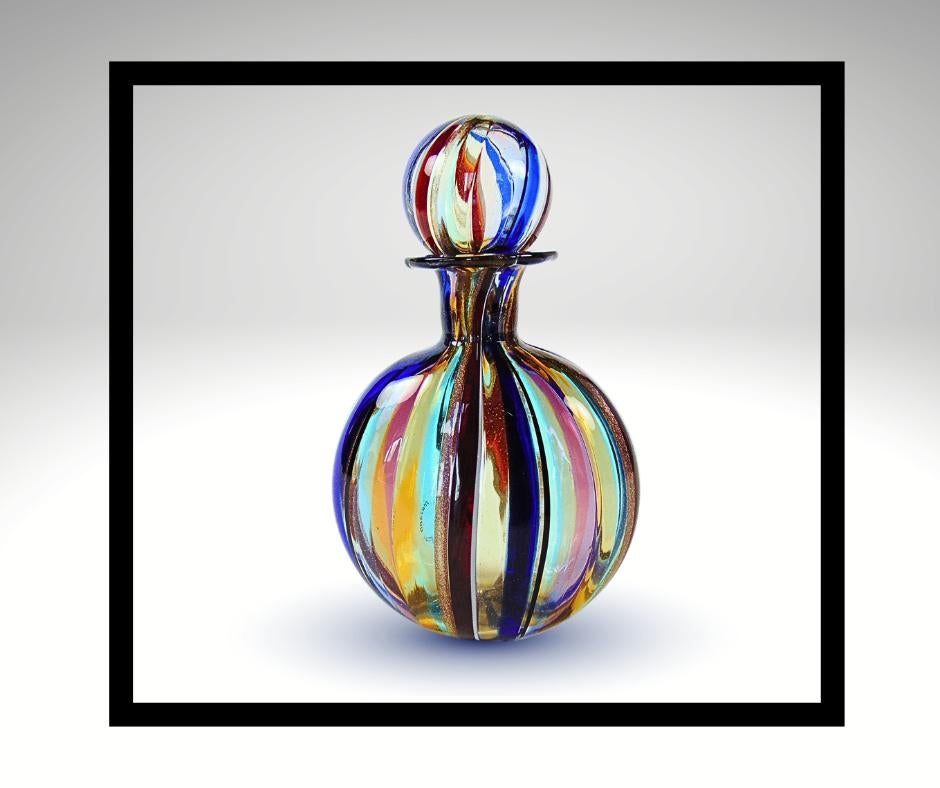MURANITE MURANO parfumfles met glitterbanen & stopper!, Verzenden