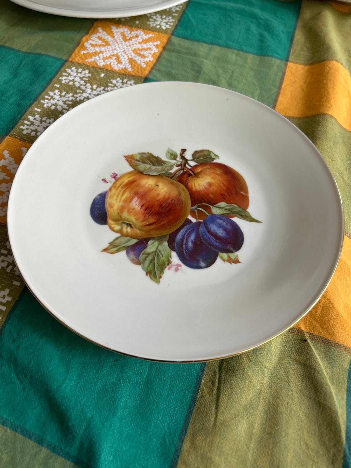 Vintage Bavaria bord met fruitdecoratie, Ophalen