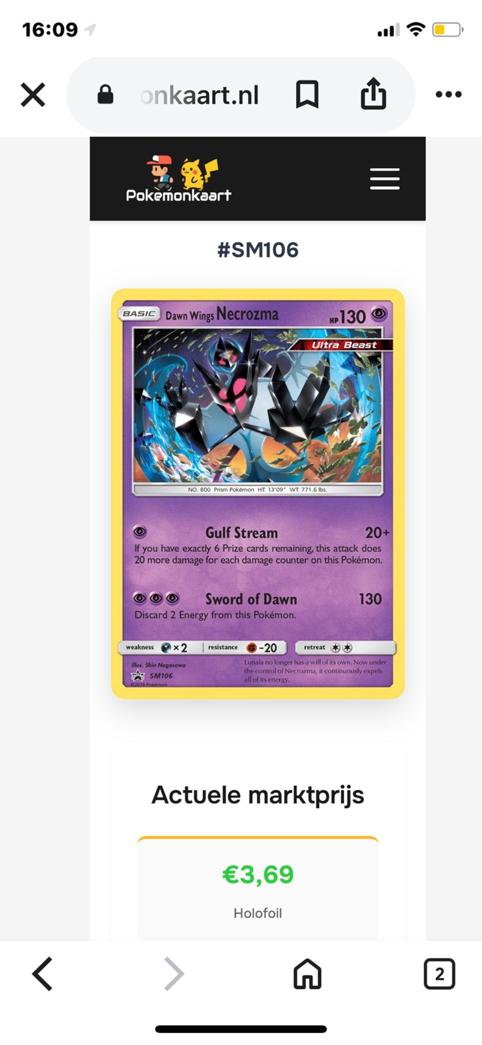 Pokémon kaarten: Gyarados en Dawn Wings Necrozma, Ophalen of Verzenden, Gebruikt, Meerdere kaarten, Foil