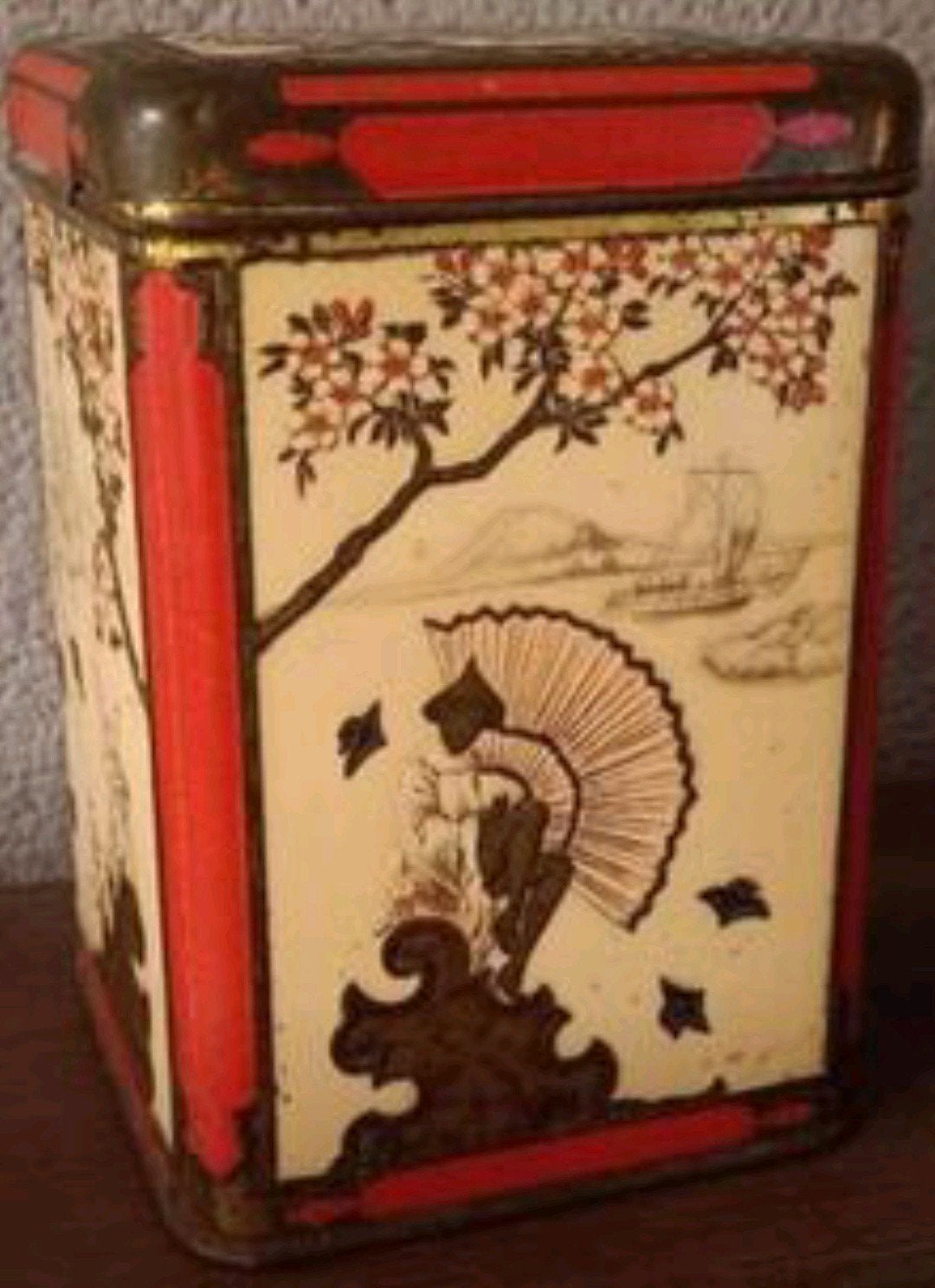 Vintage Niemeijer theeblik met Oosterse decoratie, Ophalen of Verzenden