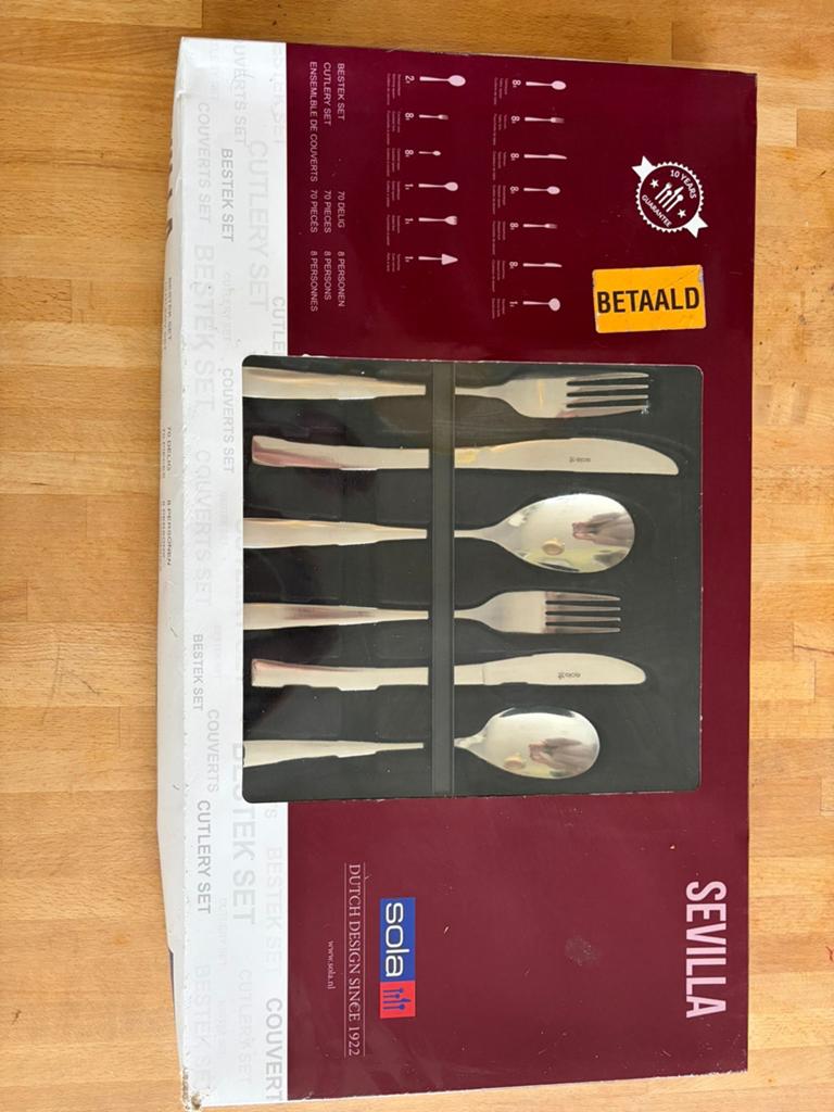 Bestekset 70-delig, nieuwstaat - Sola Sevilla, Ophalen, Nieuw, Rvs of Chroom