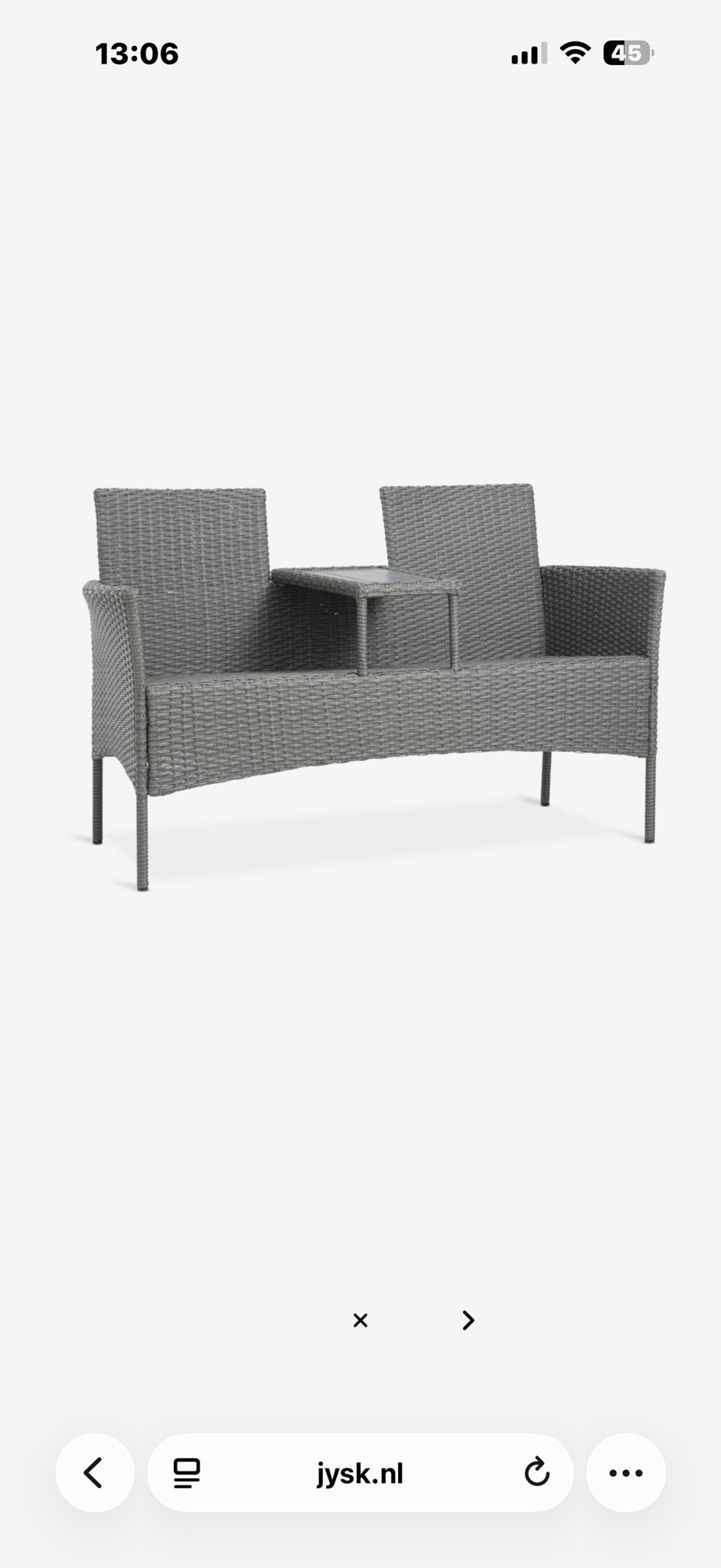 Jysk Love Seat voor tuin of balkon, incl. 2 kussentjes, Tuin en Terras, Ophalen, Zo goed als nieuw, Wicker