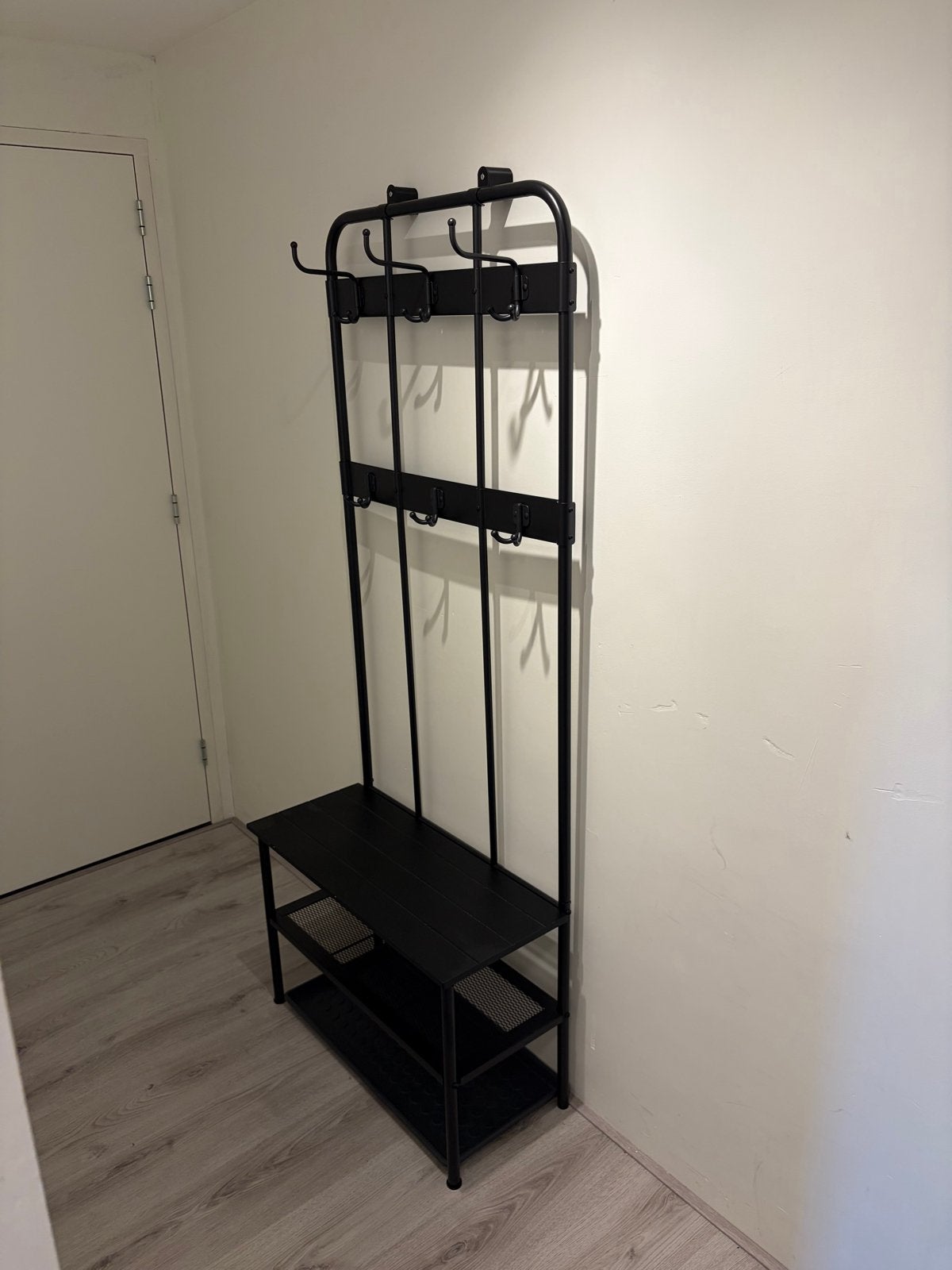 Zwart gangmeubel: kapstok, bank en schoenopberger, Huis en Inrichting, Ophalen, Overige typen, Zo goed als nieuw, Minder dan 100 cm