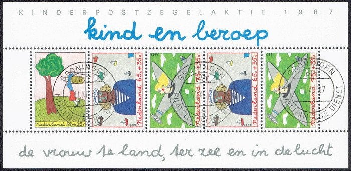 Nederland 1987, kinderzegels, velletje., Postzegels en Munten, Verzenden, Na 1940, Gestempeld