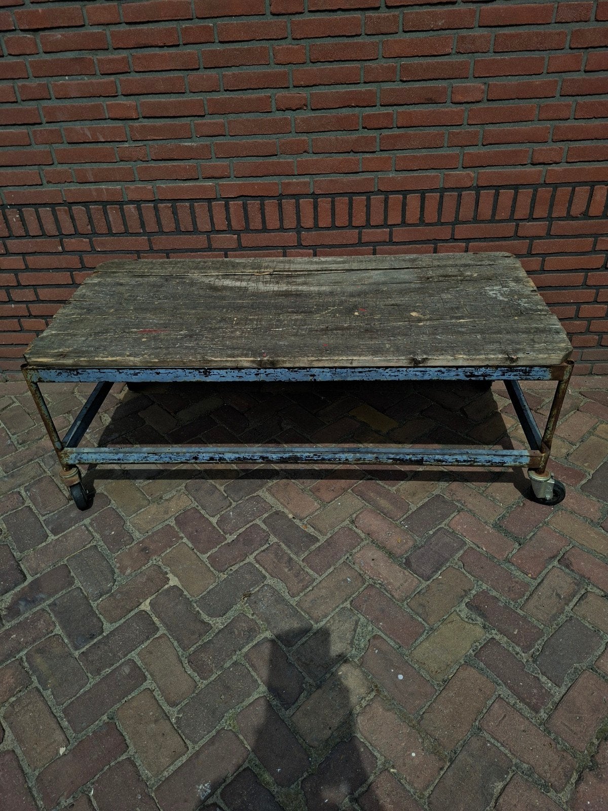 Industriele oude tafel, Ophalen, Gebruikt, Rechthoekig, 50 tot 100 cm