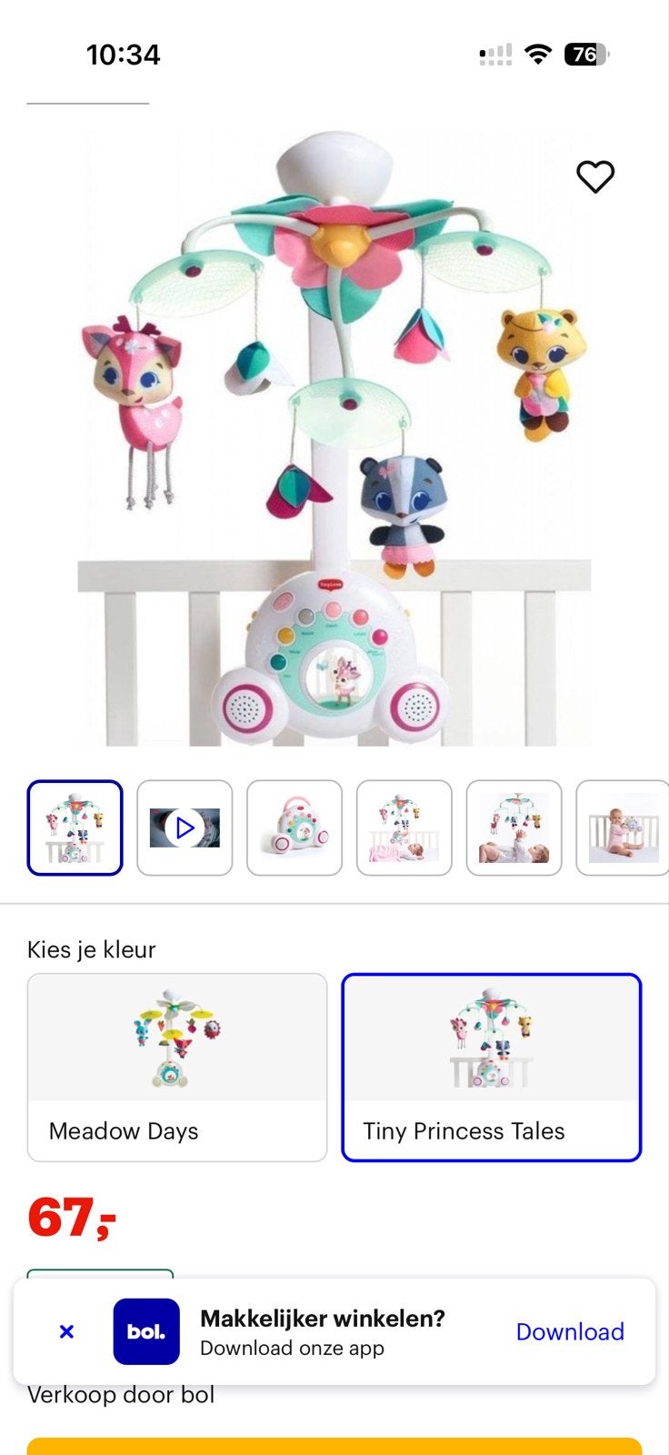 Tiny Love Mobiel Tiny Princess Tales in maarssen, Ophalen, Nieuw, Mobiel, Met licht