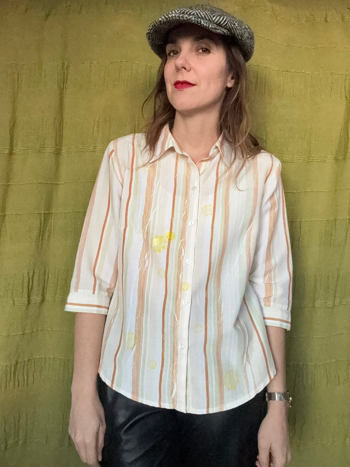 Retro blouse / overhemd - print - CANDA - bloemenprint 40/L, Maat 38/40 (M), Hgv, Wit, Hgv