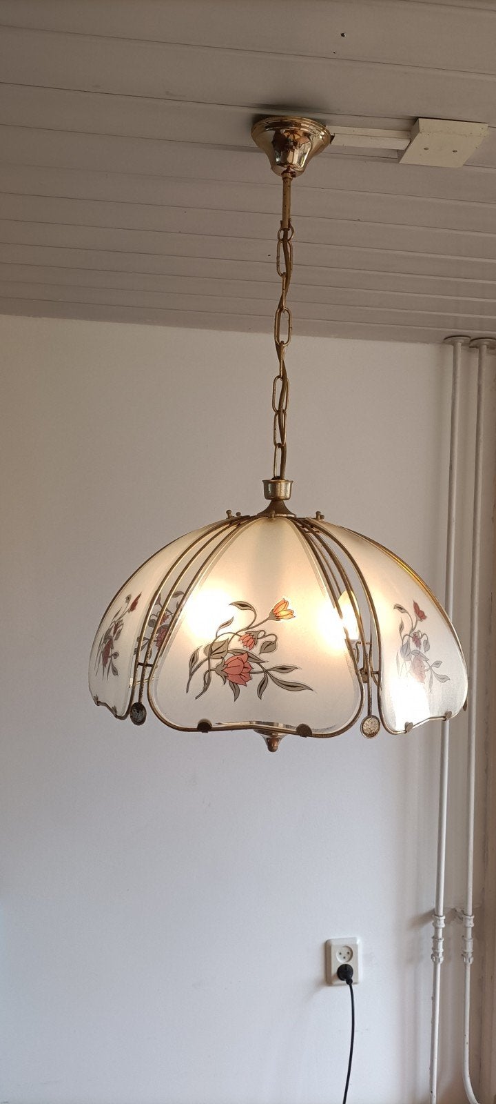 Vintage hanglamp, Ophalen, Gebruikt, Glas, Vintage, Klassiek, Retro