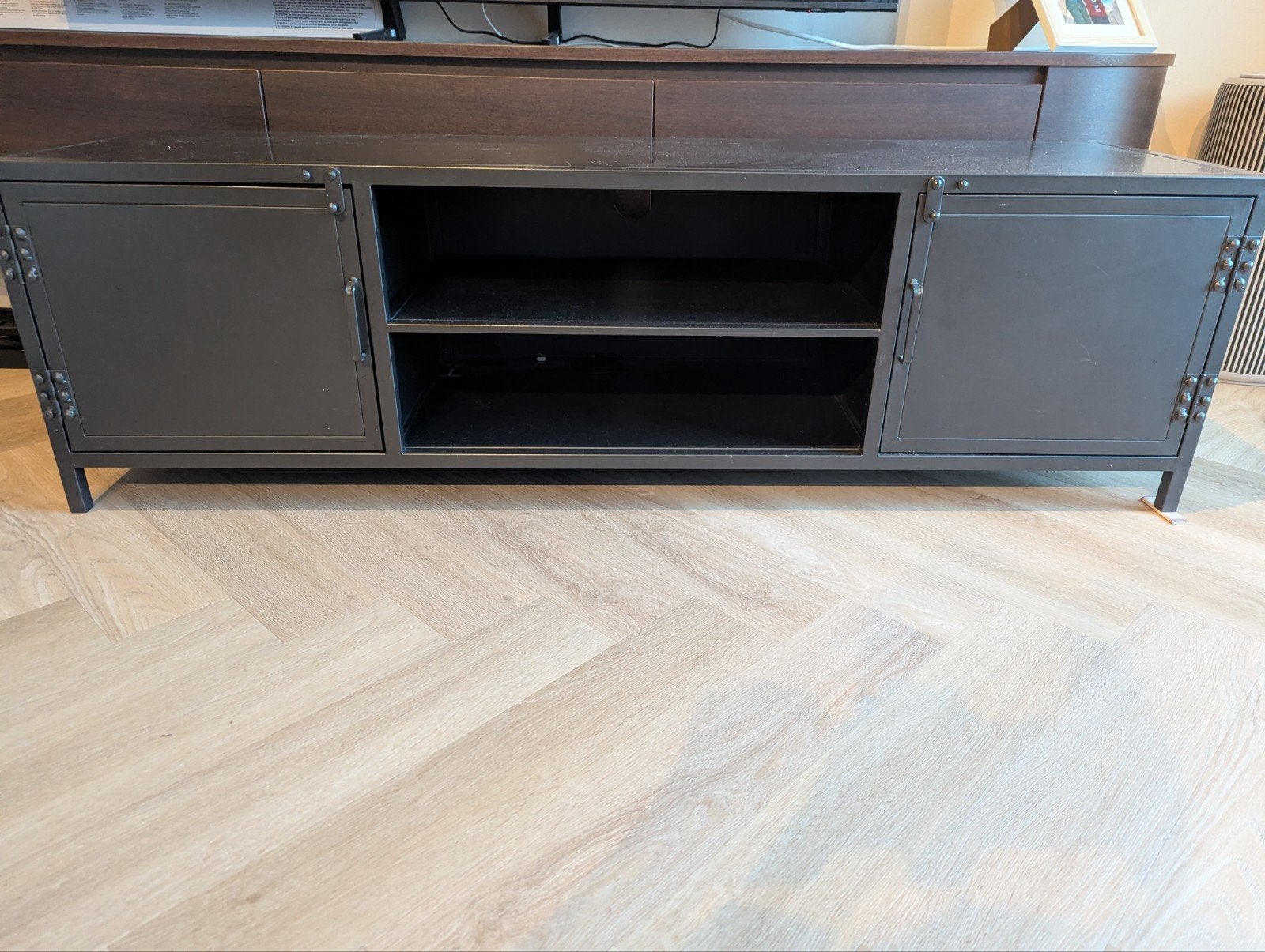 Kwantum Castello industrieel metalen TV-meubel – zwart, Ophalen of Verzenden, Zo goed als nieuw, Minder dan 100 cm, Metaal