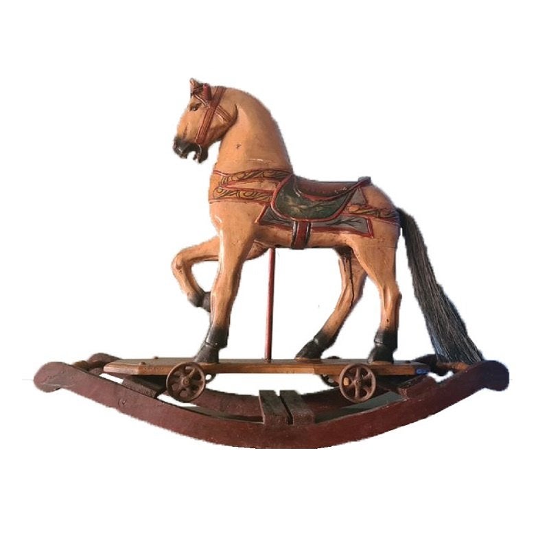 Vintage Hobbelpaard Antieke Houten Paard Schommelpaard, Antiek en Kunst, Curiosa en Brocante, Ophalen of Verzenden
