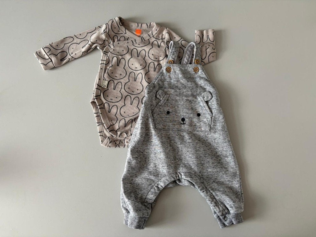 Babyset maat 62- Nijntje meegroei overslagromper + tuinbroek, Jongetje of Meisje, Ophalen of Verzenden, Zo goed als nieuw, Setje