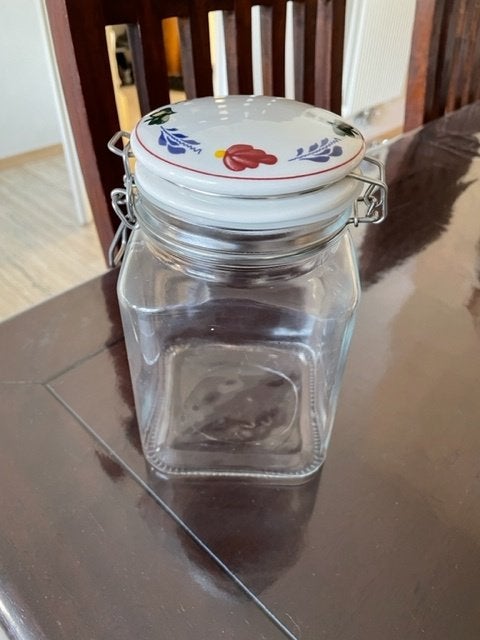 Boerenbont glazen weckpot met stenen deksel Boerenbond, Huis en Inrichting, Keuken | Servies, Gebruikt, Ophalen of Verzenden, Glas