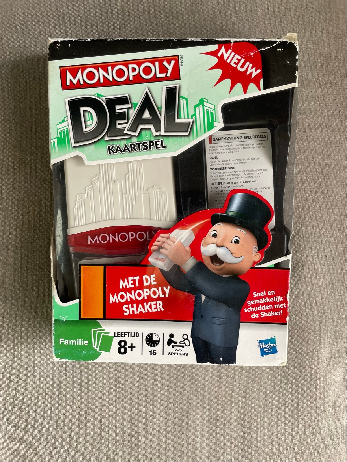 Monopoly Deal met Shaker, Een of twee spelers, Ophalen of Verzenden, Gebruikt
