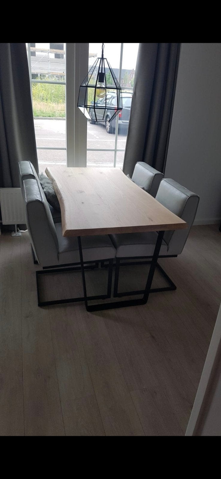 Op maat gemaakte eettafel 160x90 Wonen met lef, Ophalen, 50 tot 100 cm, Zo goed als nieuw, 150 tot 200 cm