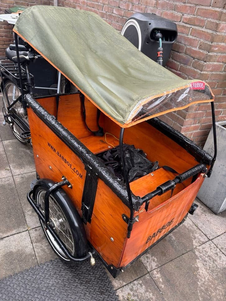 Babboe bakfiets elektrisch met huif en regenkap, Fietsen en Brommers, Ophalen, Gebruikt, 4 kinderen of meer, Huif