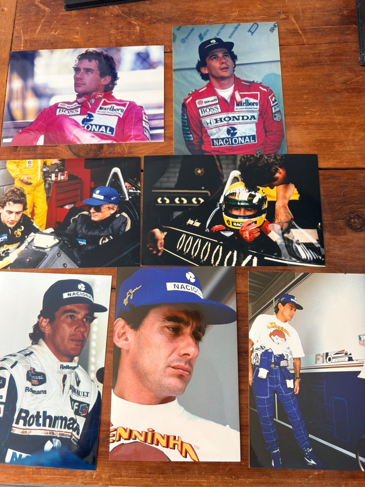 Set van 7 originele foto afdrukken Ayrton Senna, Ophalen of Verzenden, Zo goed als nieuw, Auto's