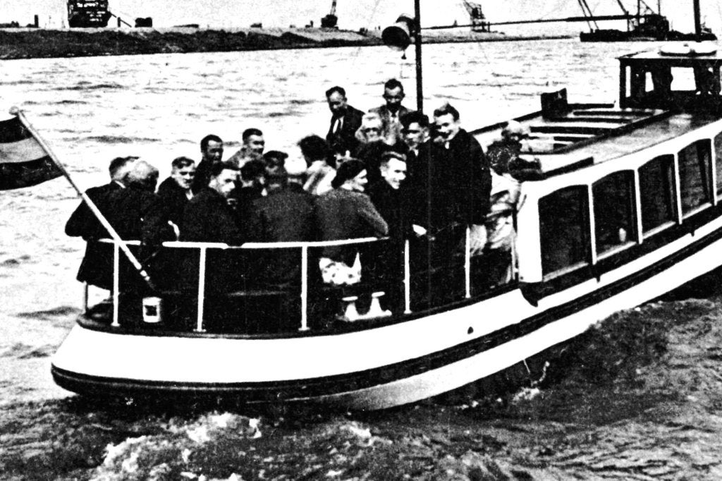 968002	Zuiderzeewerken	M S Flevo Meer	Harderwijk	1952, Verzamelen, Ansichtkaarten | Nederland, Ophalen of Verzenden, 1940 tot 1960