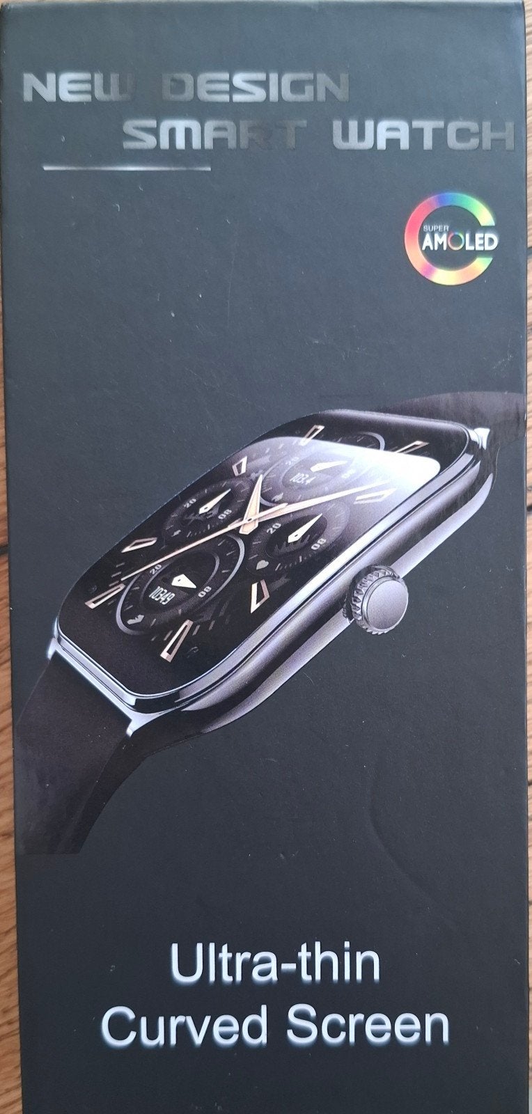 Ultra Platte Smartwatch met Zwarte Kast en 4 Bandjes, Ophalen, Stappen, Nieuw, Zwart