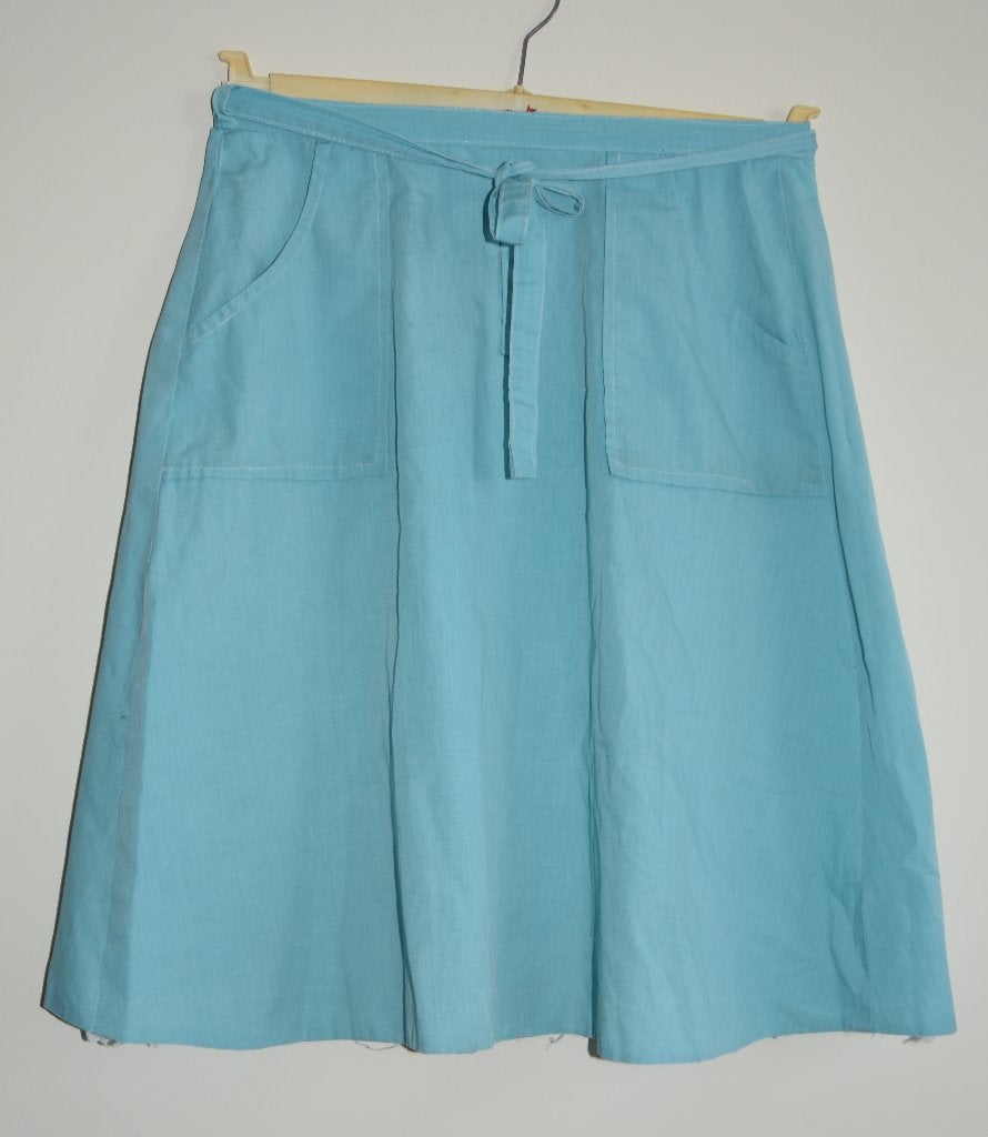 Retro aqua blauwe wikkelrok rok 60s, Kleding | Dames, Verzenden, Gedragen, Blauw