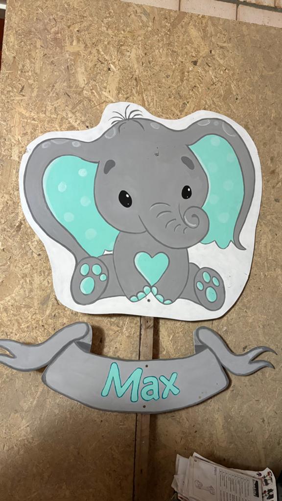 Geboortebord olifant, Kinderen en Baby's, Kraamcadeaus en Geboorteborden, Ophalen, Gebruikt