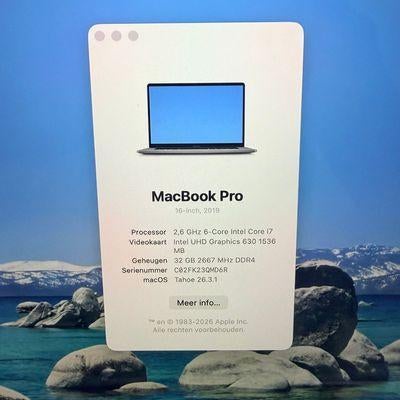 Macbook Pro 16 Inch 2019 i7 32GB 512GB Grijs + Office pakket, Ophalen of Verzenden, Zo goed als nieuw