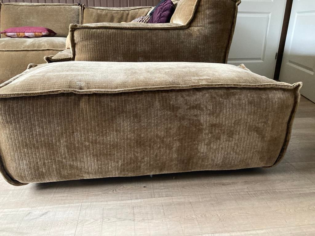 Lange hocker/poef in ribstof, Ophalen, Gebruikt, 100 tot 125 cm, Stof