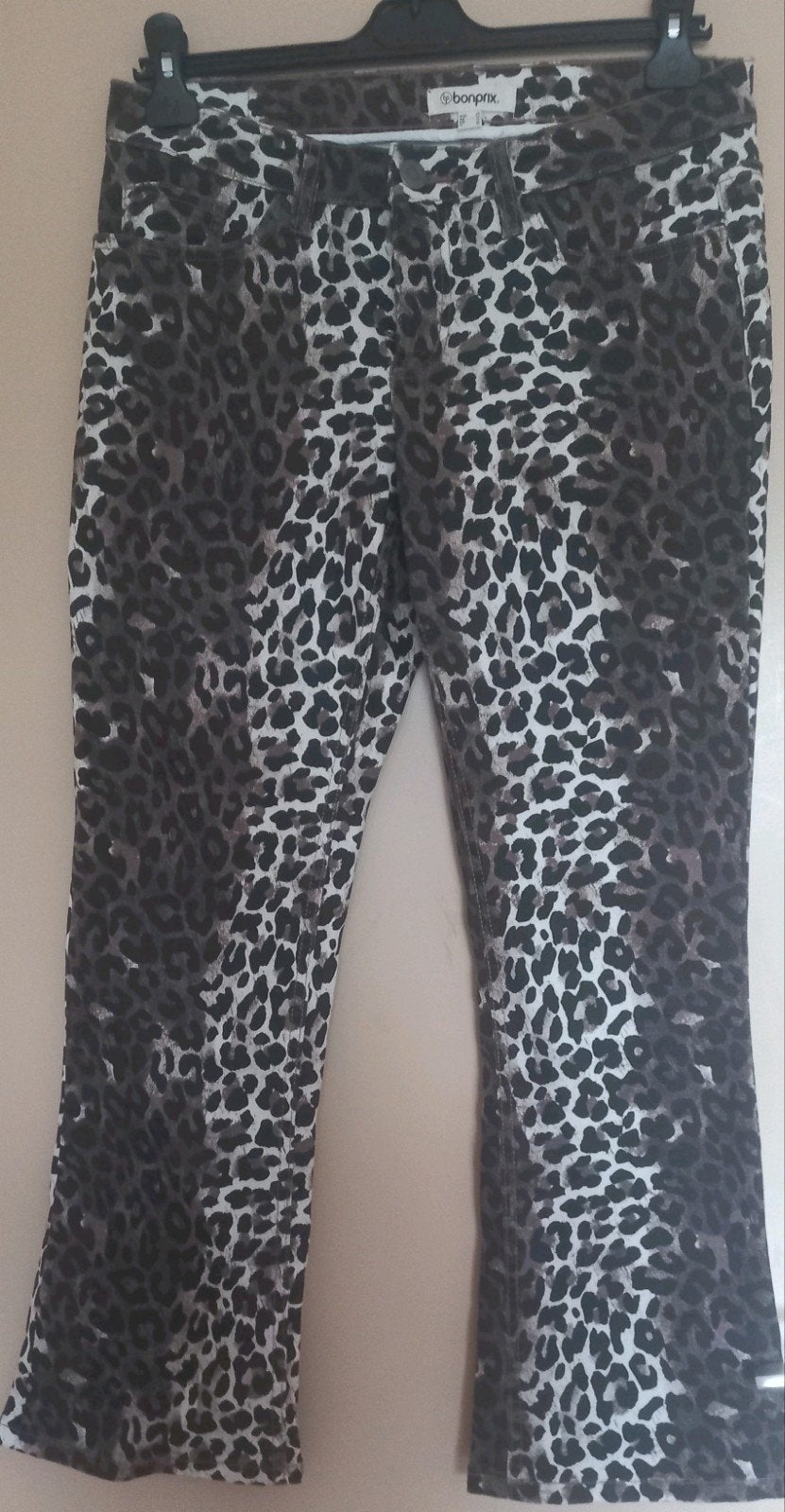 Flared Broek met Luipaardprint - Maat 40, Maat 38/40 (M), Bonprix, Bruin, Nieuw