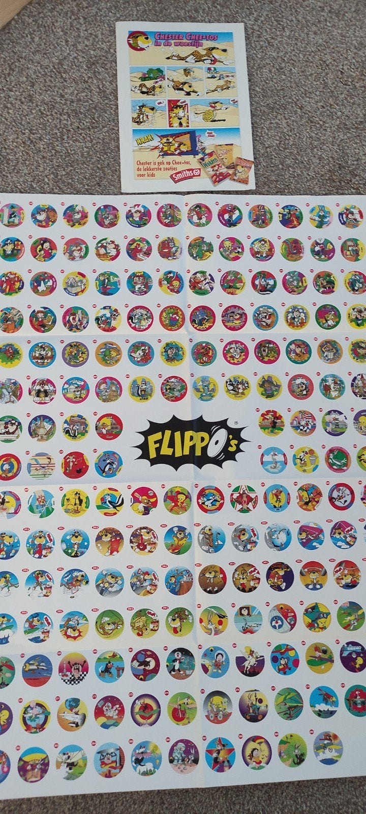 Zeldzame Flippo's Poster - Chester Cheetos in de woestijn, Verzamelen, Flippo's, Ophalen of Verzenden, Chester Cheetos, Map, Album of Poster