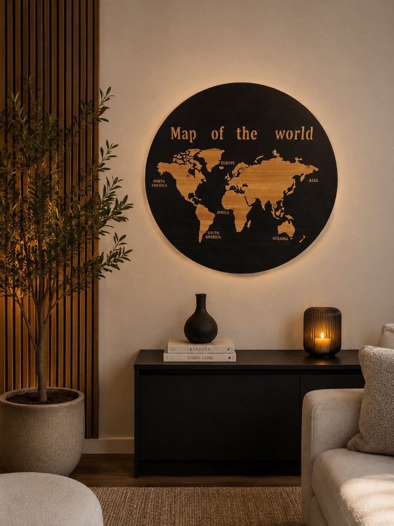 Map of the world houten wanddecoratie, Ophalen, Zo goed als nieuw