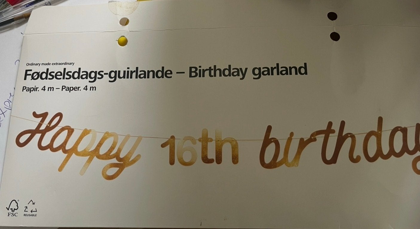 Happy Birthday Slinger (custom leeftijd)Papieren Guirlande, Ophalen, Nieuw, Versiering, Verjaardag